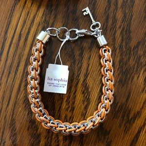 Lia Sophia Orange Cord and Metal Bracelet